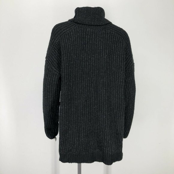 Time & Tru Womens Cowl Neck Sweater Black Heathered Longline Relaxed Fit Casual - Picture 6 of 12